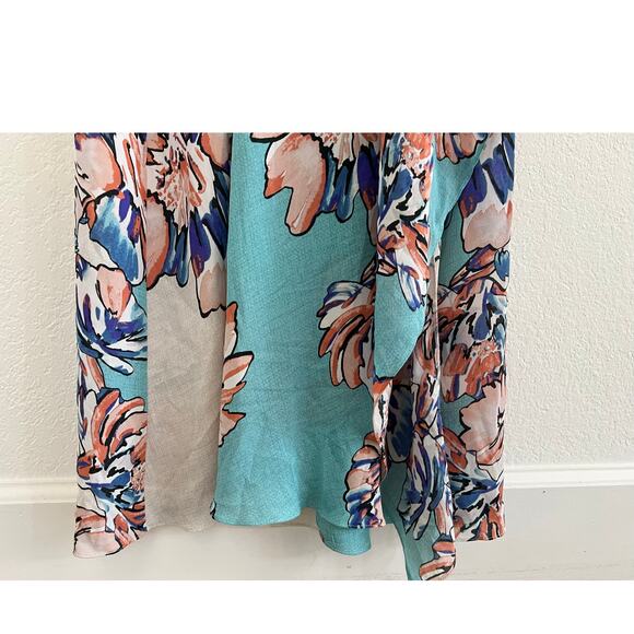 BCBG Floral Beach Strapless Maxi Dress Womens Sz 2 Vacation Coastal Fairy Whimsy - Picture 13 of 14